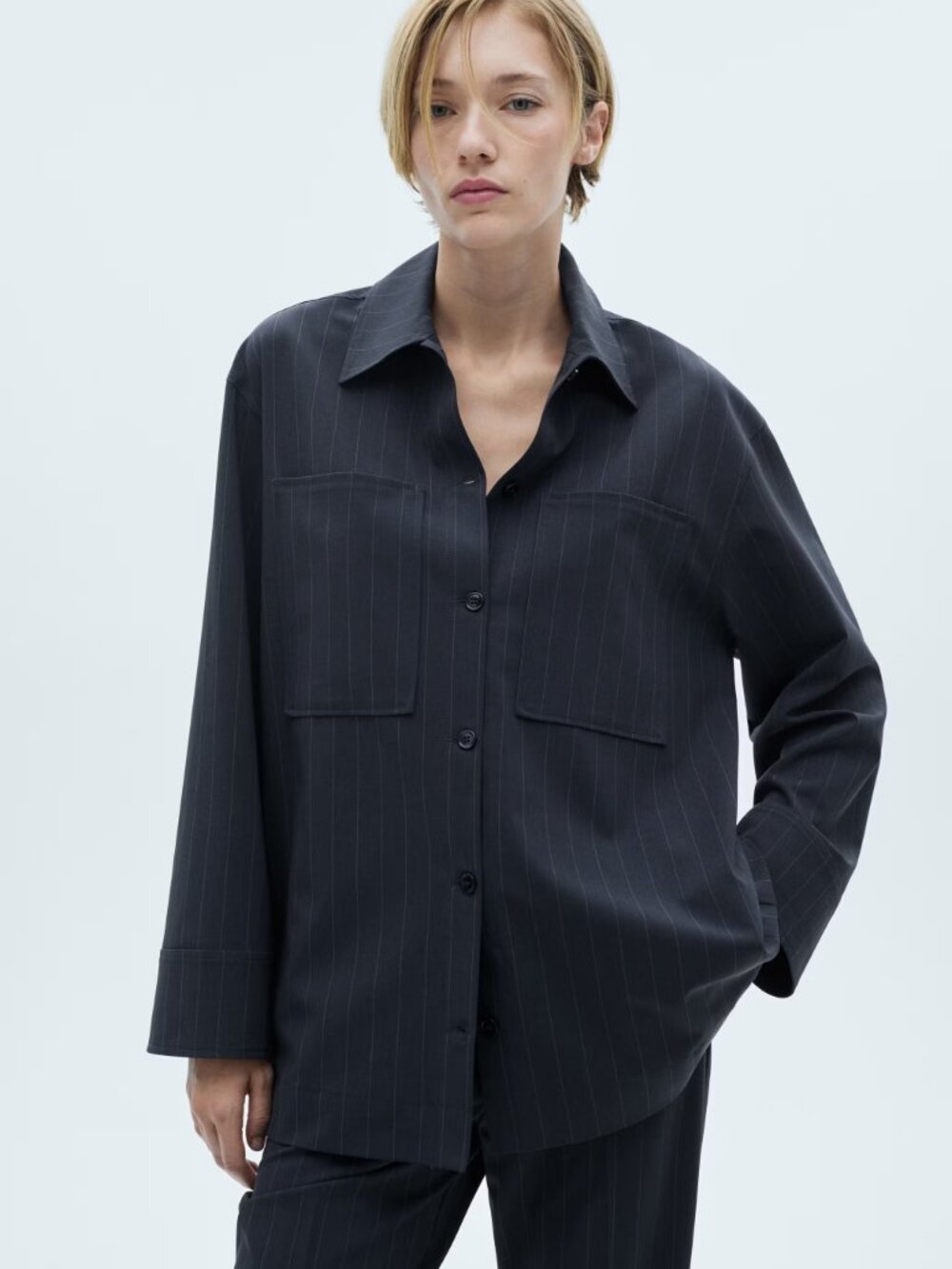 Mango Pinstripe Button-down shirt